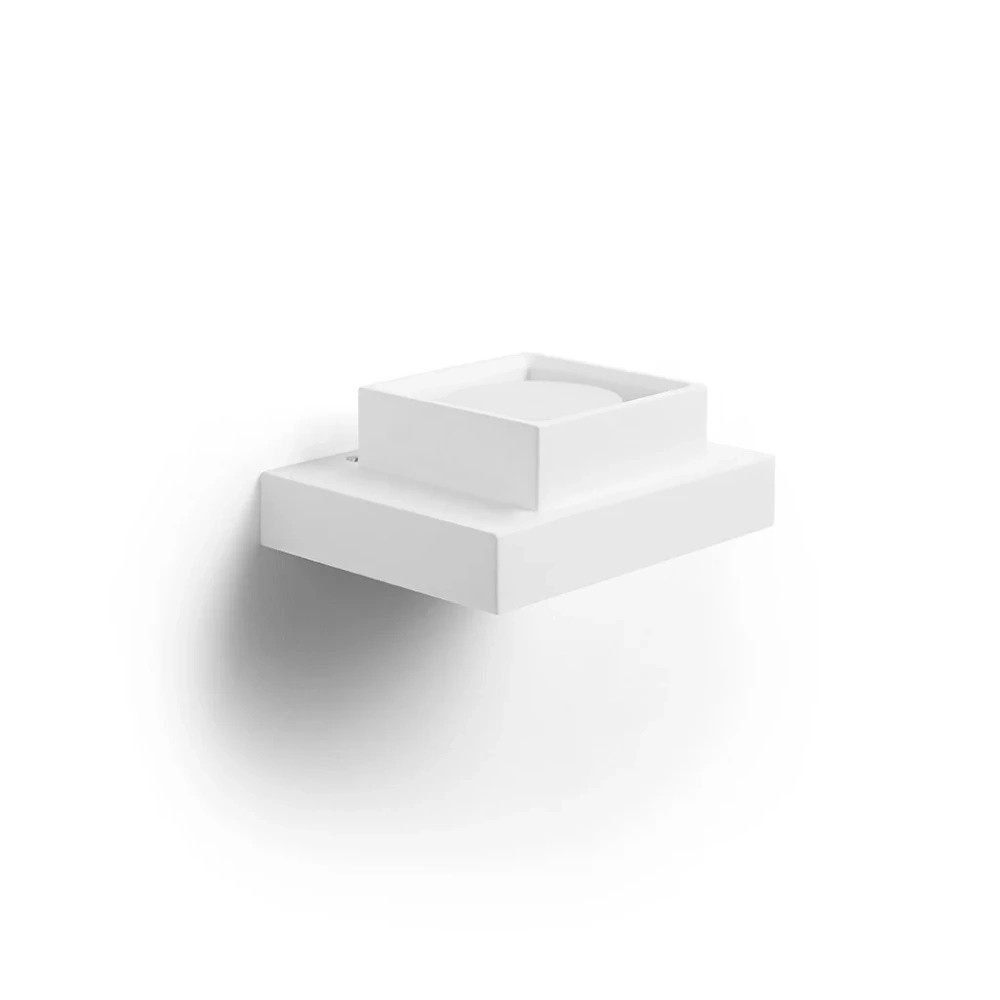 Applique moderno sibari forma quadrata in gesso bianco vernicabile attacco gx53 led sforzin illuminazione