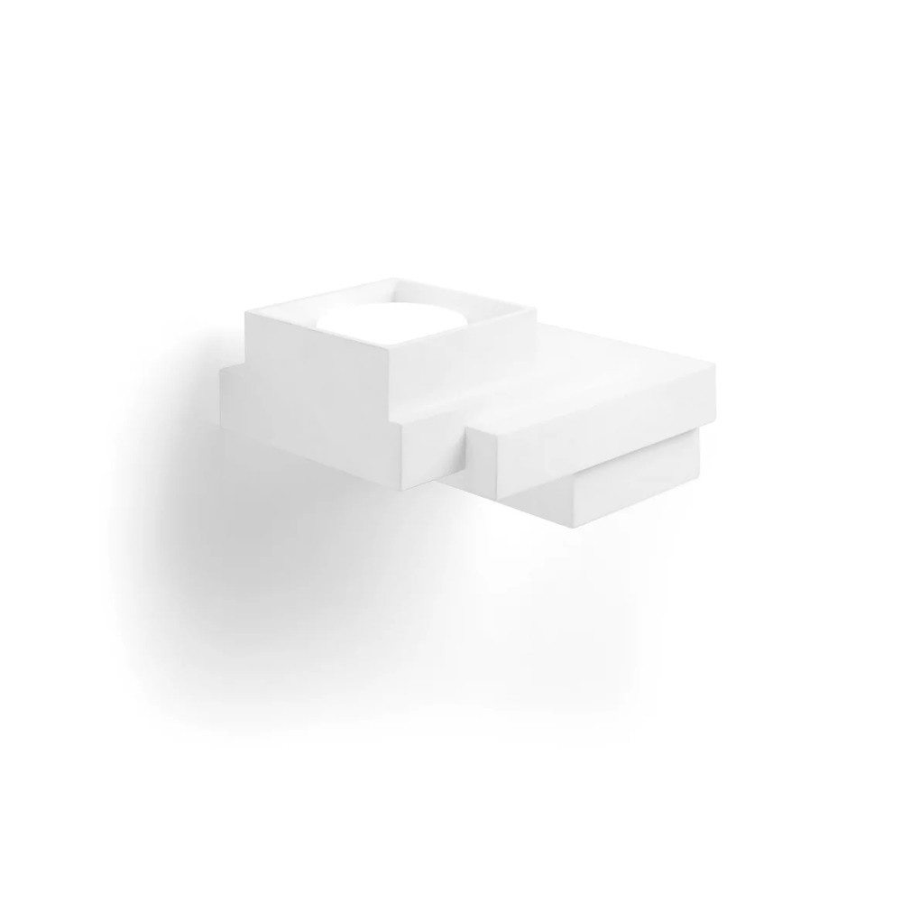 Applique moderno sibari biemissione forma quadrata in gesso bianco vernicabile attacco gx53 led sforzin illuminazione