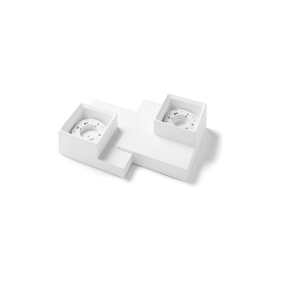 Plafoniera a 2 moderna sibari forma quadrata in gesso bianco vernicabile attacco gx53 led sforzin illuminazione