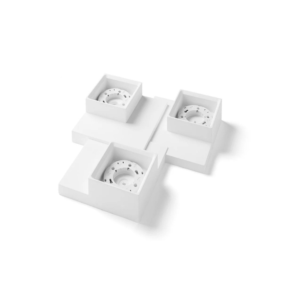 Plafoniera a 3 moderna sibari forma quadrata in gesso bianco vernicabile attacco gx53 led sforzin illuminazione