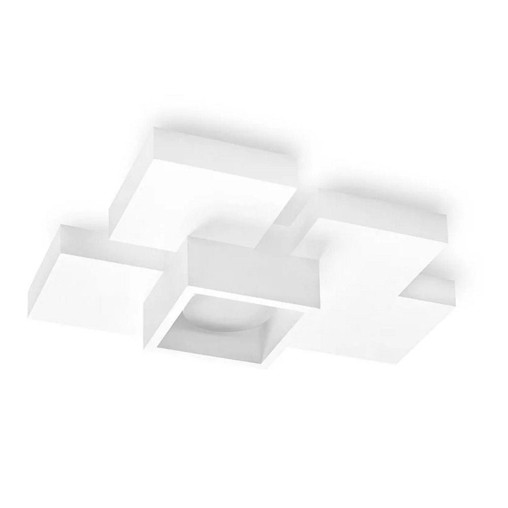 Plafoniera moderna side a 1 in gesso bianco vernicabile attacco gx53 led sforzin illuminazione