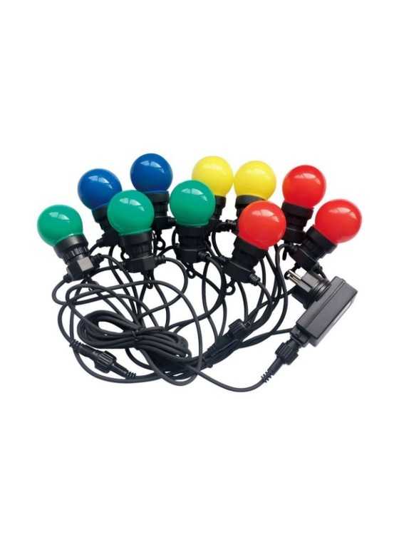 Catenaria ip44 prolungabile 15 metri 20 bulbi led colorati colour nero