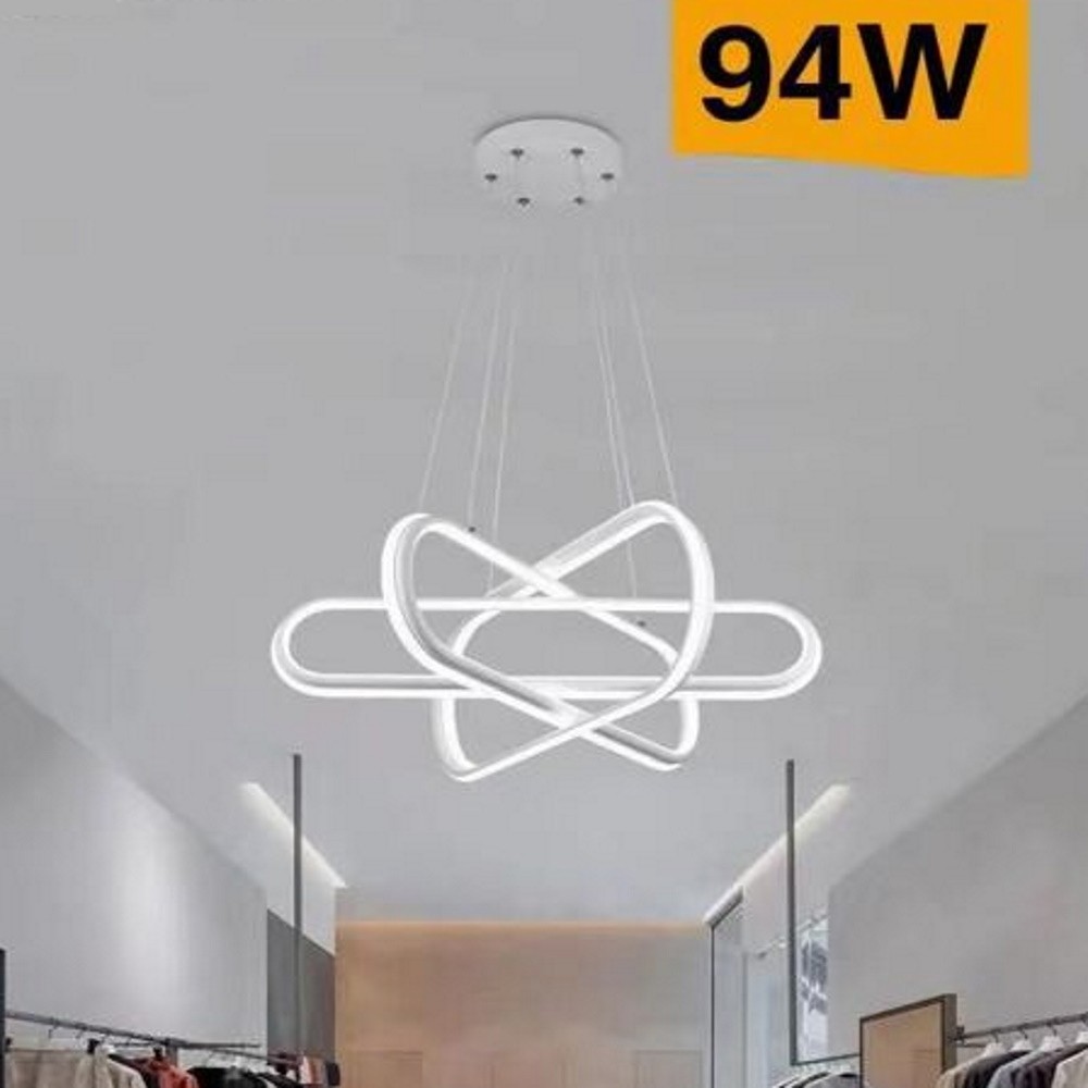 Lampadario sospeso a strisce led 94w incrociato argento luce da soffitto  moderno luce bianco per cucina soggiorno