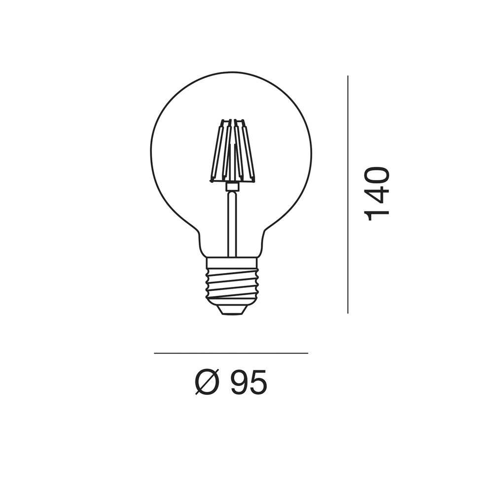 Lampadina e27 12.5cm trasparente filamento gea led cri 80 da 12w 27  COLORE LUCE 2700K LUCE CALDA