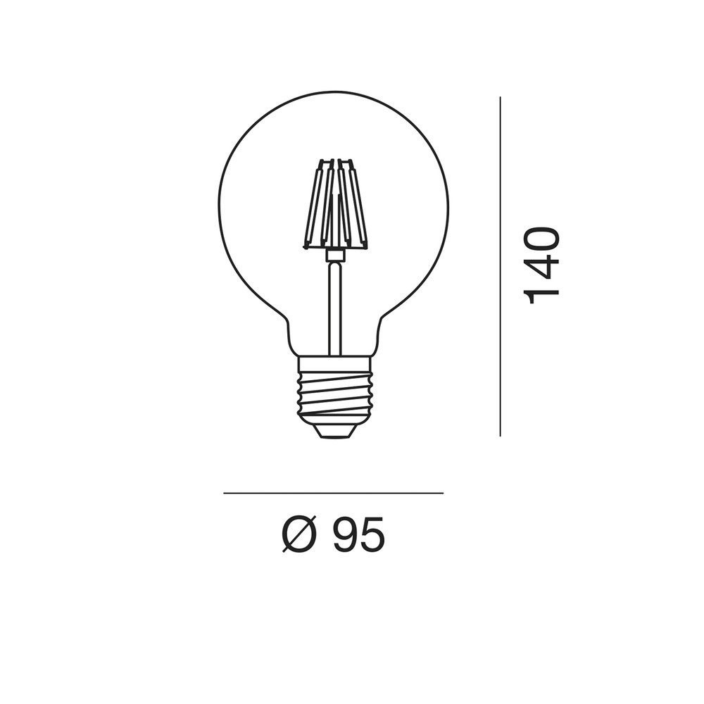 Lampadina e27 12.5cm ambrato filamento gea led cri 80 da 12w 2200k