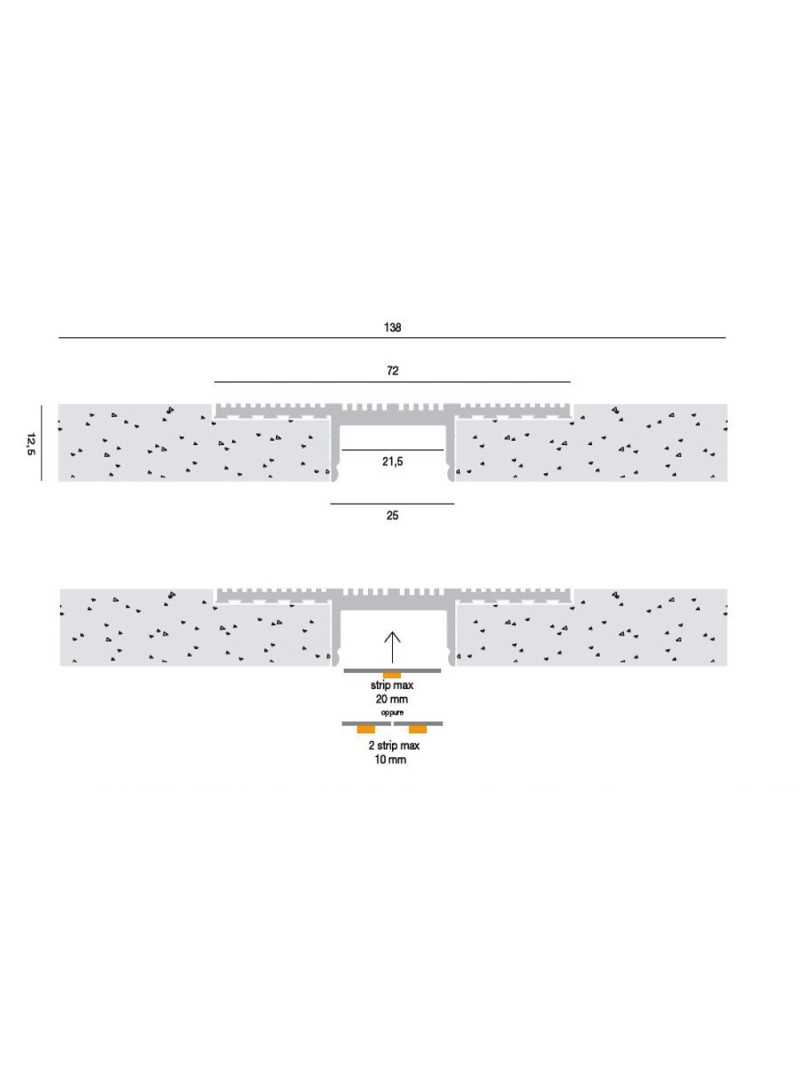 Pannello in cartongesso carrara medio gea led da 2mt sezionabile in