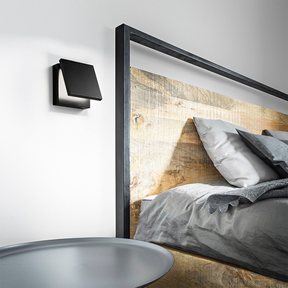 Lampadario squadrato nero per comodini camera da letto led 3w