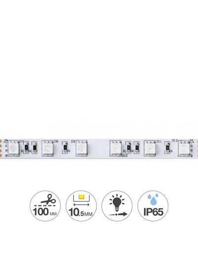 Striscia led rgb+6000k cri80 90w 5000lm 24v ip65 12.5mm bobina da 5