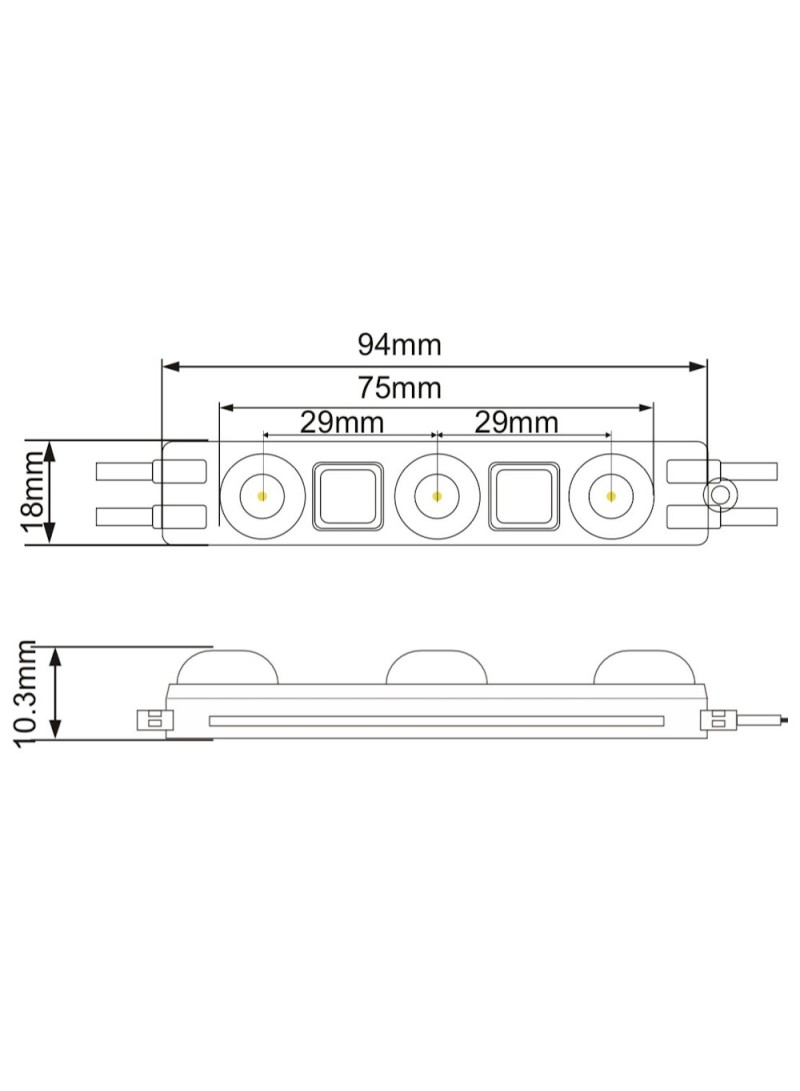 Modulo Led per insegne Luce Blu da 1.2W 12V con 3 LED